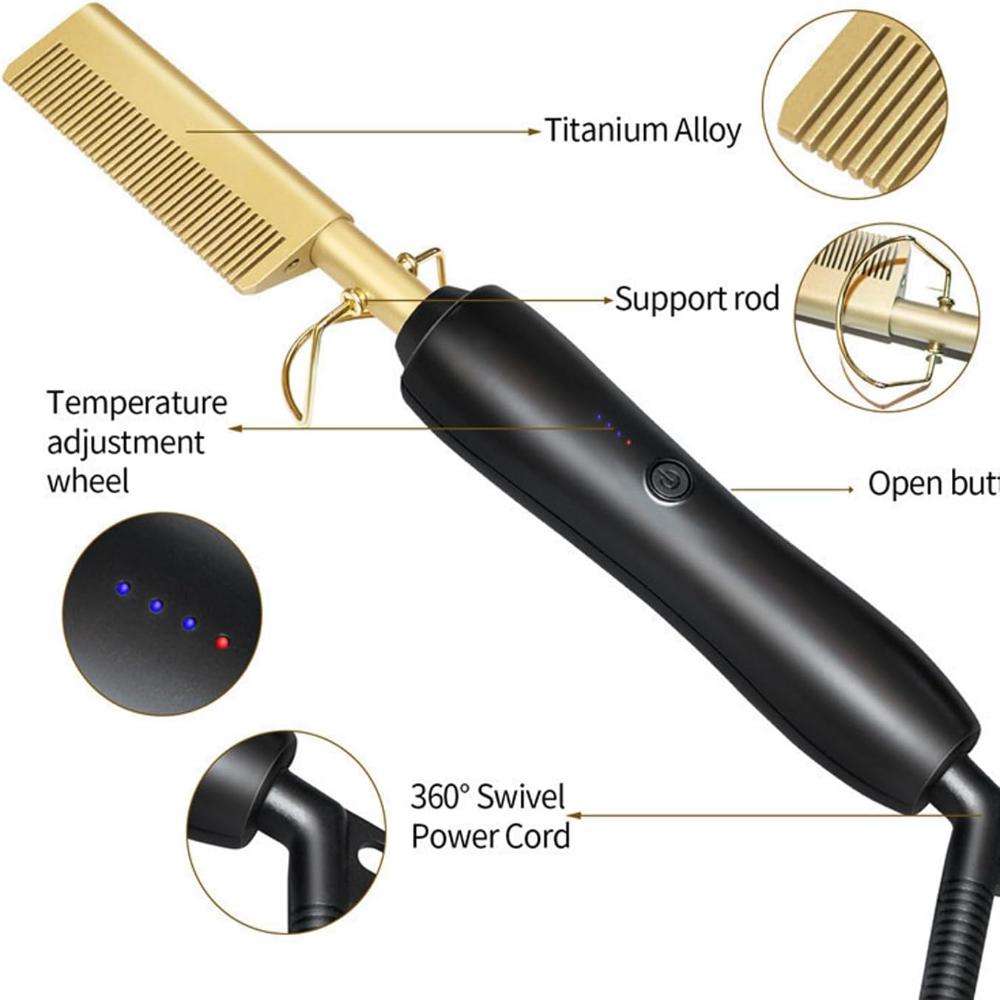 2-in-1 Hair Straightening Brush and Comb for Smooth Styles