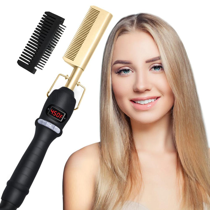 2-in-1 Hair Straightening Brush and Comb for Smooth Styles