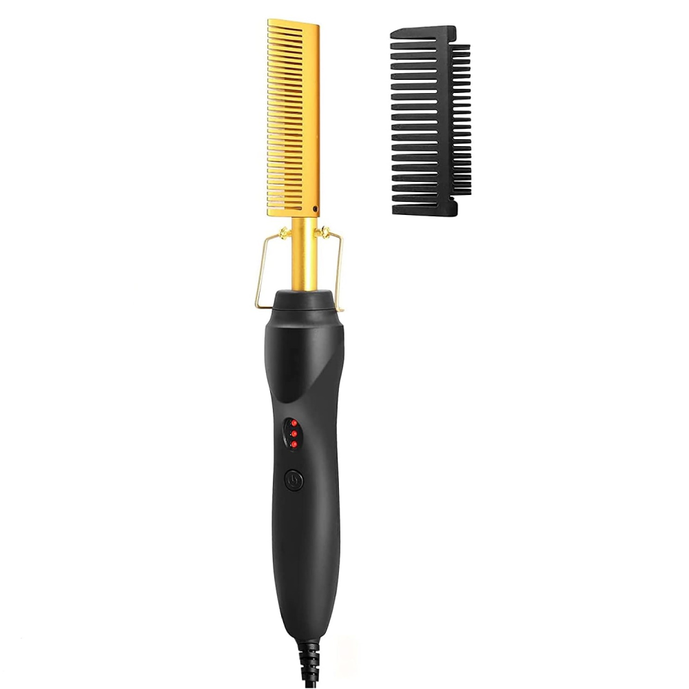 2-in-1 Hair Straightening Brush and Comb for Smooth Styles