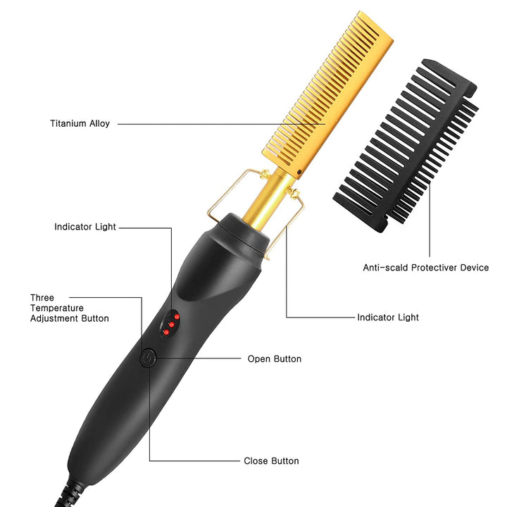2-in-1 Hair Straightening Brush and Comb for Smooth Styles