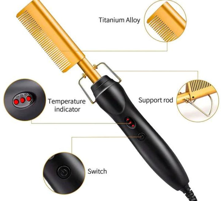 2-in-1 Hair Straightening Brush and Comb for Smooth Styles