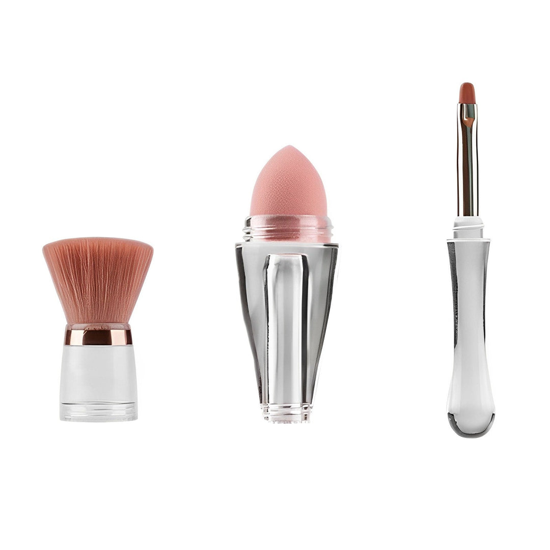 3-in-1 Portable Makeup Brush Set for Easy Application