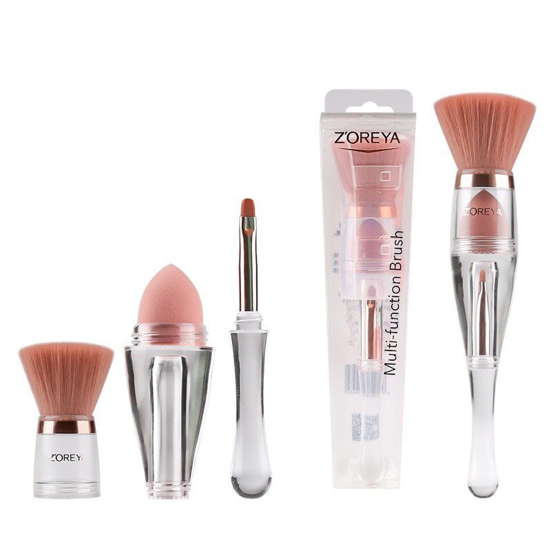 3-in-1 Portable Makeup Brush Set for Easy Application