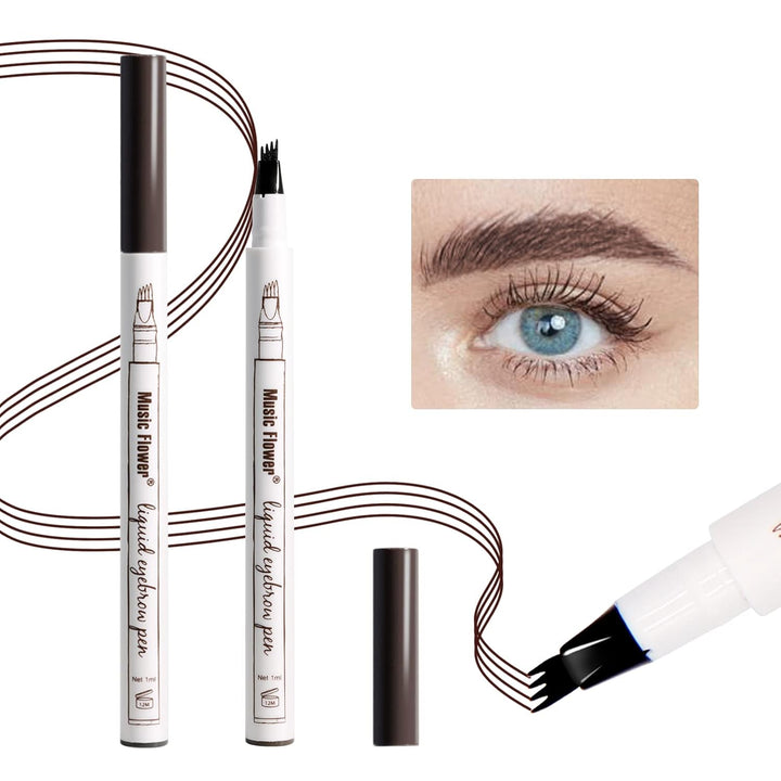 4 Pack Eyebrow Pencils with Fork Tip for Precise Application