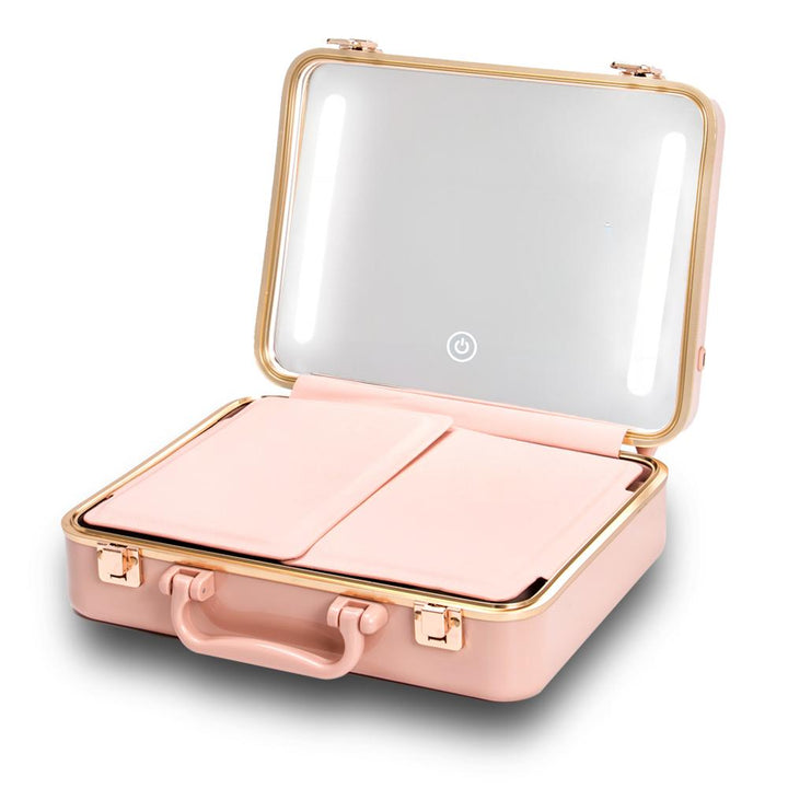 LED Mirror Makeup Organizer - Cosmetic Storage Bag