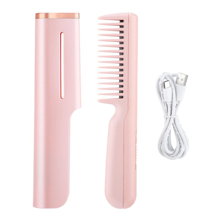 Portable Electric Hair Straightening Brush - USB Powered Styling Tool