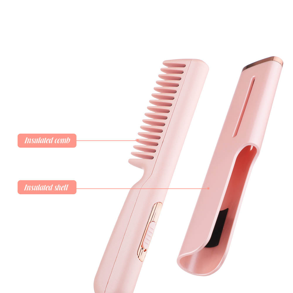 Portable Electric Hair Straightening Brush - USB Powered Styling Tool