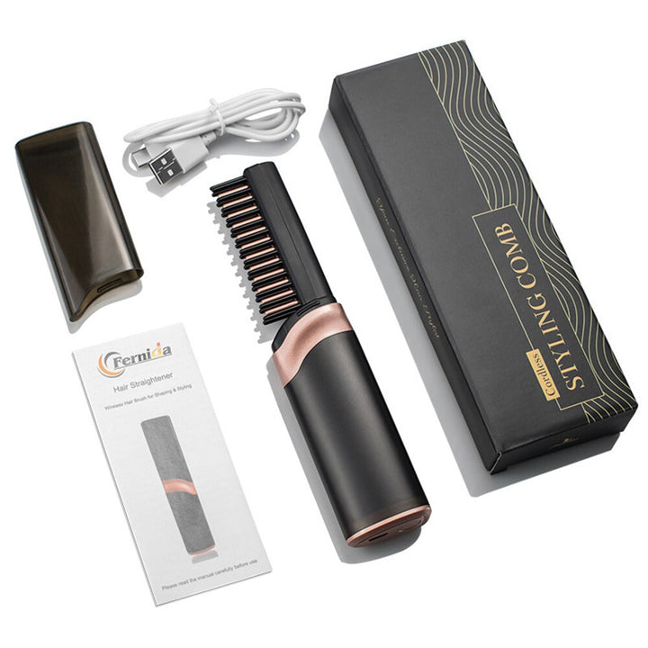 Cordless Hair Straightening Brush for Effortless Styling